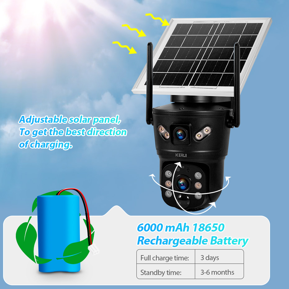 Home Security Services - KERUI 6MP 4G SIM WiFi Solar