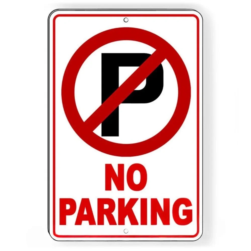 No Parking Metal Tin Sign, Red - Home Security Logo ulasan dan harga