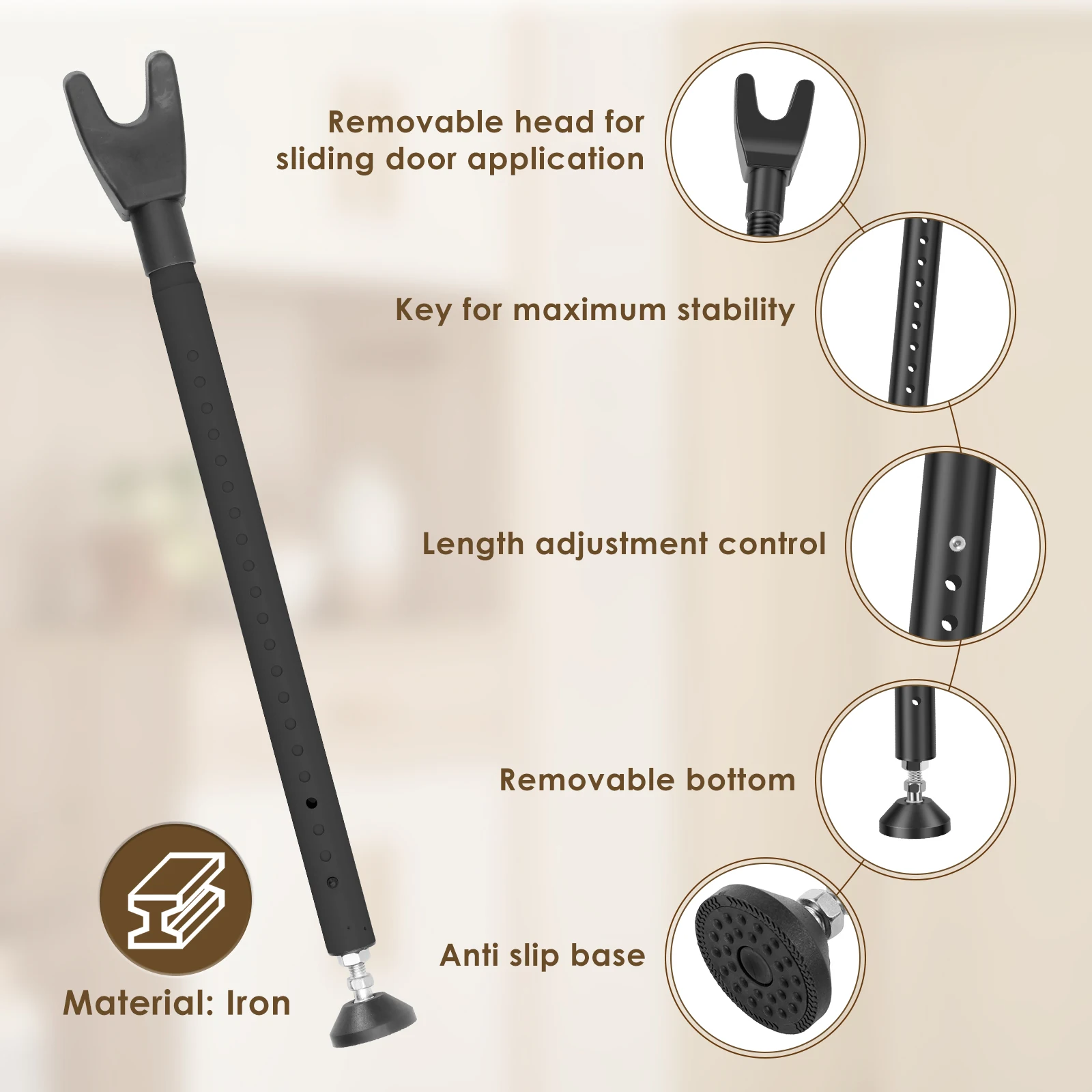 Sliding Door Lock Bar 44-55 In - Home Security Bars ulasan dan harga