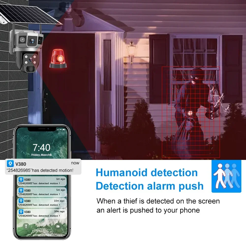 V380 4K 3 Screens 4G Camera So - Home Security Services ulasan dan harga