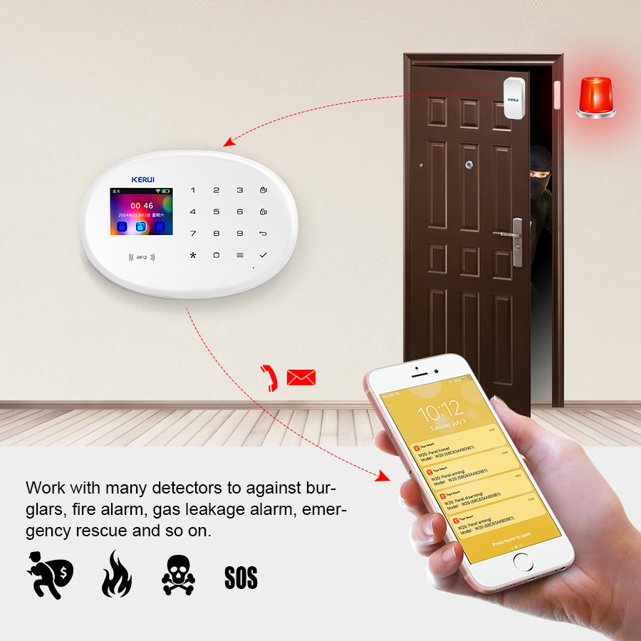 KERUI W202 WIFI GSM Alarm Syst - Home Security System Installation ulasan dan harga