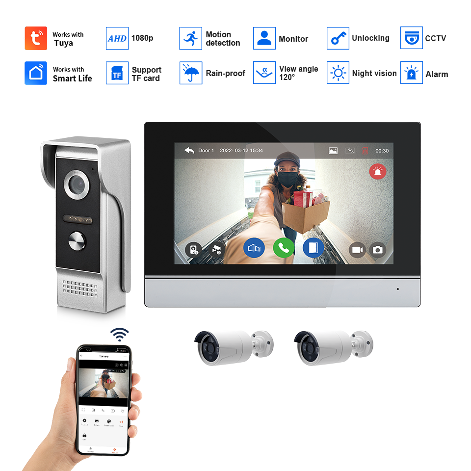 7Inch IPS Screen 2MP  Tuya Rem - Home Security Land ulasan dan harga